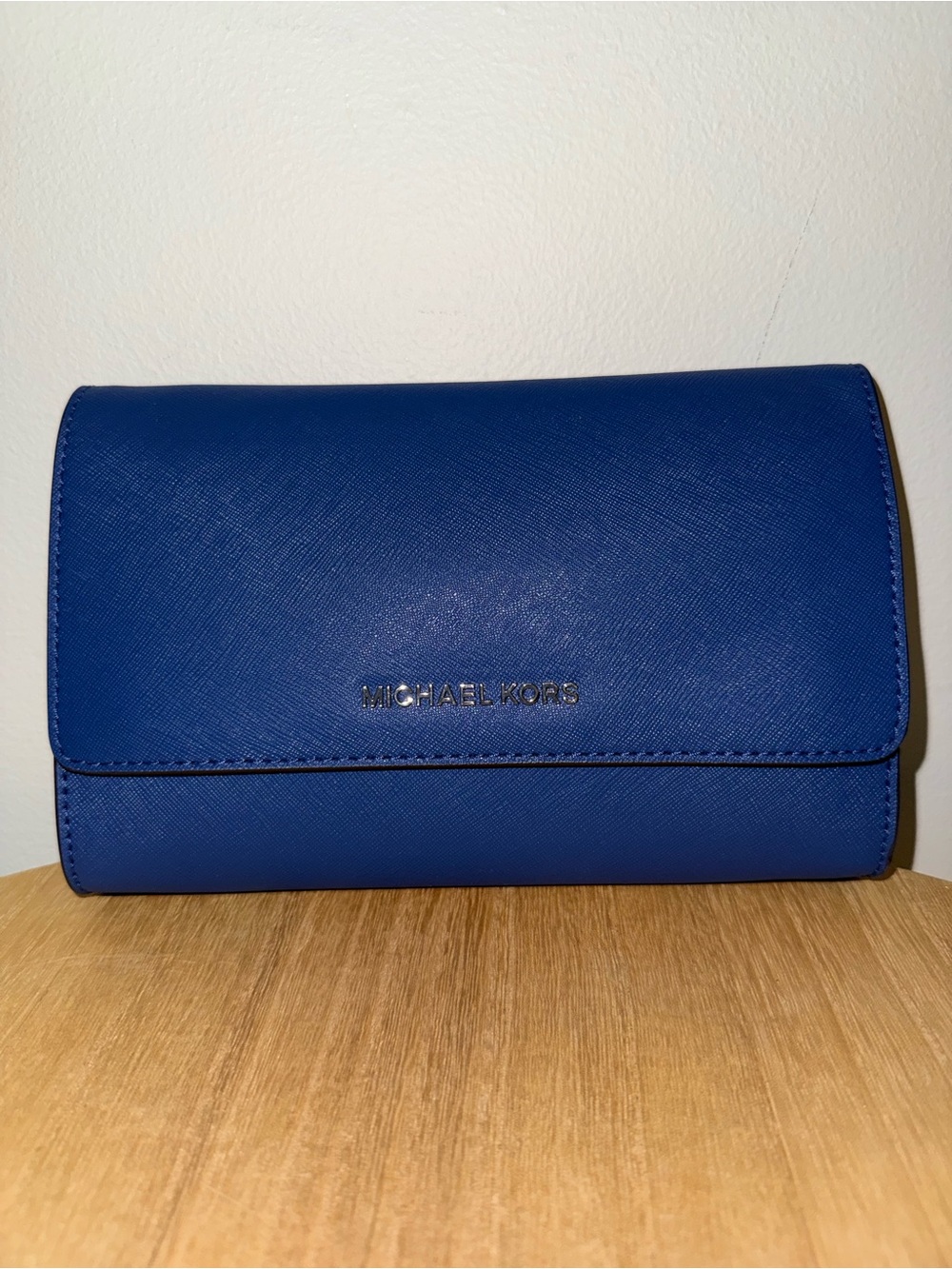 MICHAEL KORS Royal Blue Saffiano Clutch